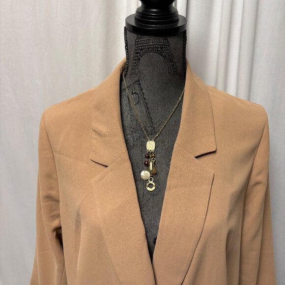 LC Lauren Conrad Blazer Womens Size 1X Camel Tan 1 Button Jacket Office Casual - Picture 2 of 10